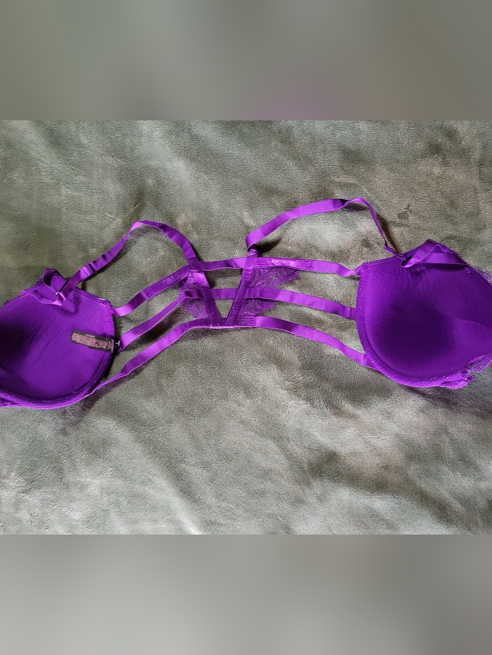 Purple Strappy Lace Detail Women's Bra